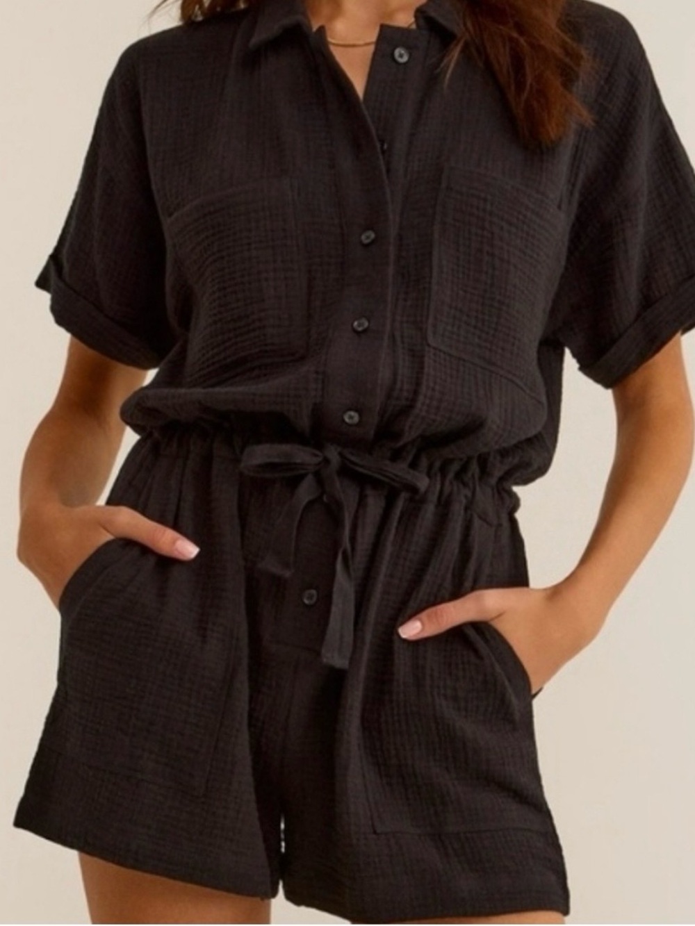 Z Supply Black Gauze - Lookout Romper
